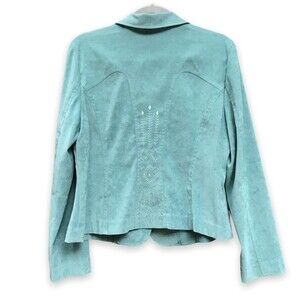 Cato Embroidered Back Faux Suede Blazer Sage Celadon Green Womens Size 14